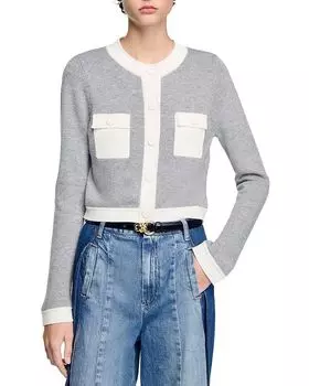 Двухцветный кардиган Sandro, серый
