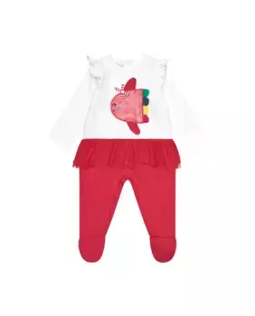 Двухцветный комбинезон для девочки с аппликацией в виде рыбы и юбкой из тюля Tuc tuc, белый