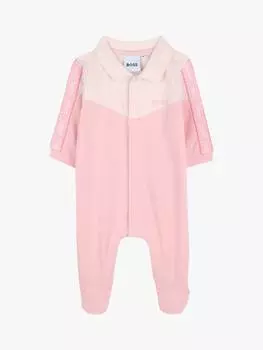 Двухцветный комбинезон для сна с логотипом boss baby HUGO BOSS, цвет Tickled Pink