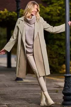 Двухцветный контрастный тренч Jolie Moi, бежевый