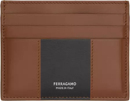 Двухцветный коричневый и черный держатель для карт Ferragamo