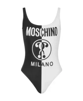 Двухцветный купальник с логотипом Love Moschino, черный
