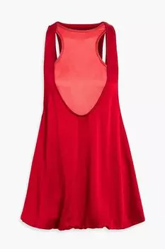 Двухцветный многослойный топ из чеканного атласа VALENTINO GARAVANI, красный