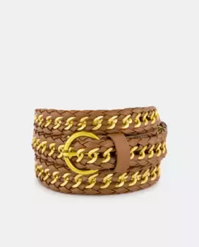 Двухцветный плетеный ремень Tintoretto, коричневый