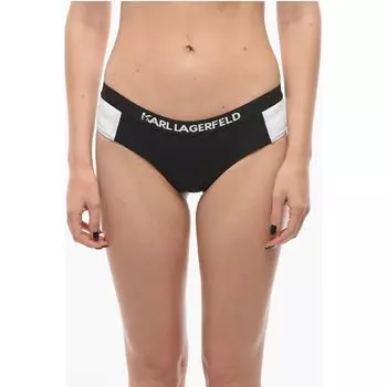 Двухцветный спортивный плавки бикини с резинкой с логотипом на Karl Lagerfeld, Black and White