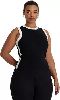 Двухцветный свитер без рукавов больших размеров LAUREN Ralph Lauren, цвет Black/White