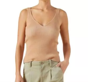 Двухцветный свитер-майка в цвете «Доу» Monrow, цвет doe