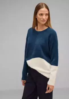 Двухцветный свитер с круглым вырезом STREET ONE, синий
