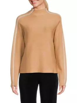 Двухцветный свитер с полосками по бокам Saks Fifth Avenue, цвет New Camel