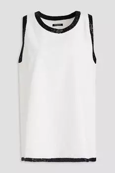 Двухцветный топ из тюля с пайетками BALMAIN, белый