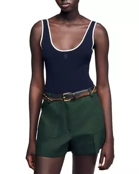 Двухцветный трикотажный боди Sandro, синий