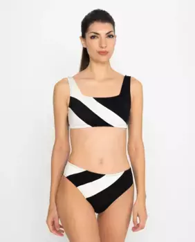 Двухцветный верх бикини, готовый к мастэктомии Venus, черный