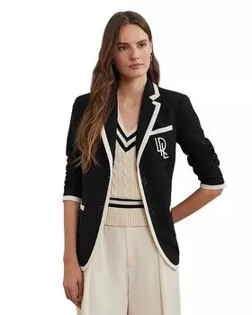Двухцветный жакет из жоржета Ralph Lauren, черный