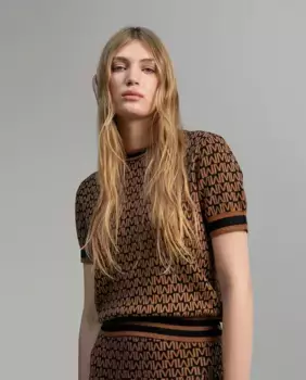 Двухцветный женский свитер с монограммой Lola Casademunt, коричневый