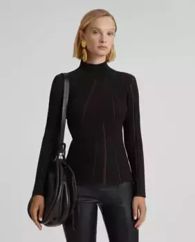 Двухцветный женский свитер в рубчик Simorra, черный