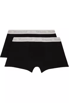 Двухкомплектные черные трусы-боксеры в коробке Vivienne Westwood, черный