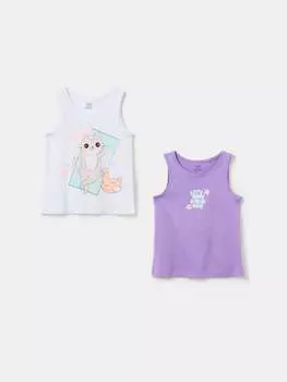 Двухкомпонентные хлопковые майки с принтом Ovs, цвет white/purple