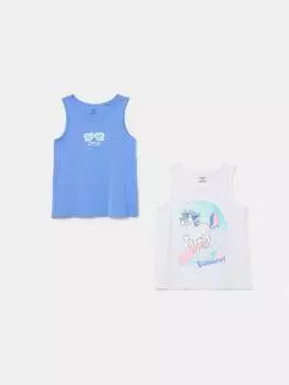 Двухкомпонентные хлопковые майки с принтом Ovs, цвет white/blue