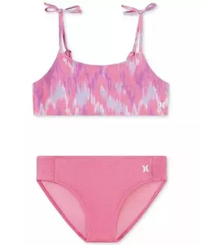 Двухсекционный купальник-бандо для больших девочек Hurley, розовый