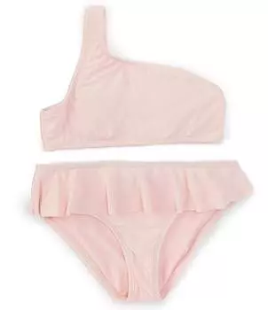 Двухсекционный купальник без косточек без косточек на одно плечо для больших девочек 7–16 лет GB, розовый