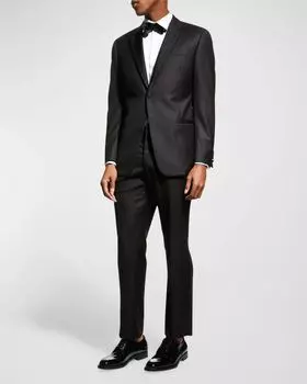 Двухсекционный шерстяной смокинг Super 130s Emporio Armani, цвет Black