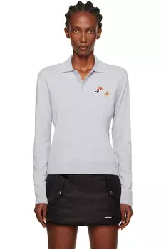 Двухшовное трикотажное поло We11Done, серый