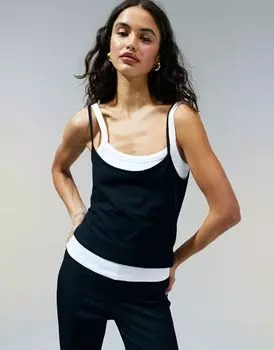 Двухслойная бело-черная майка ASOS DESIGN