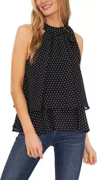 Двухслойная блузка с бретелькой на бретельках CeCe, цвет Rich Black