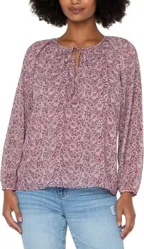 Двухслойная блузка с длинными рукавами и завязками на шее Liverpool Los Angeles, цвет Wildflower Ditsy