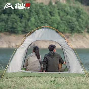 Двухслойная двухдверная дышащая и непромокаемая палатка Beishanlang для кемпинга на открытом воздухе, алюминиевый столб, двойная палатка ZL004, цвет хаки, зеленый