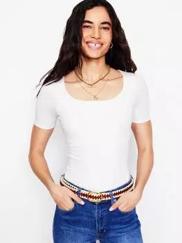 Двухслойная футболка с круглым вырезом Boden, белый