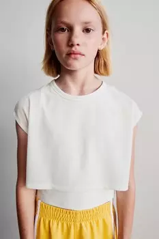 Двухслойная футболка ZARA, белый