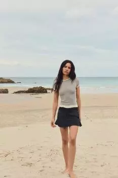 Двухслойная футболка ZARA, серый марл