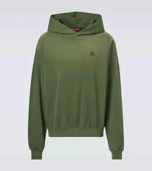 Двухслойная хлопковая худи Double G Gucci, Military Green