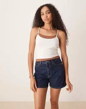 Двухслойная майка ASOS DESIGN кремового и шоколадного цветов