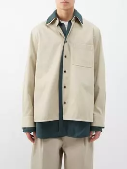 Двухслойная рубашка из хлопкового твила Bottega Veneta, бежевый