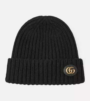 Двухслойная шапка из шерсти и кашемира Double G Gucci, черный