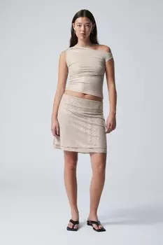 Двухслойная юбка длиной до колена Weekday, серебряный