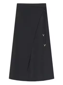 Двухслойная юбка миди AERON, черный