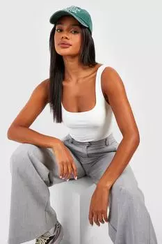Двухслойное боди с квадратным вырезом Boohoo, белый