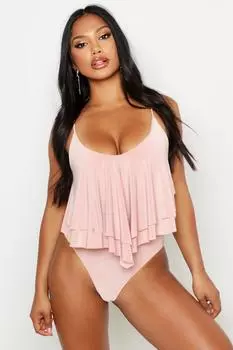 Двухслойное боди с орбинками Boohoo, розовый