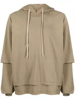 Двухслойное худи с кулиской Rick Owens DRKSHDW, зеленый