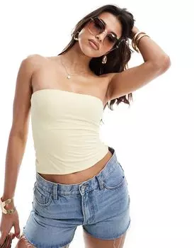 Двухслойное облегающее бандо пахтового цвета ASOS DESIGN