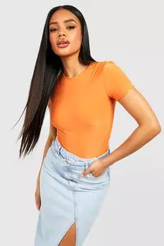 Двухслойное облегающее боди с короткими рукавами Boohoo, оранжевый