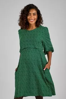 Двухслойное платье для беременных и кормящих мам Jojo Maman Bb, зеленый