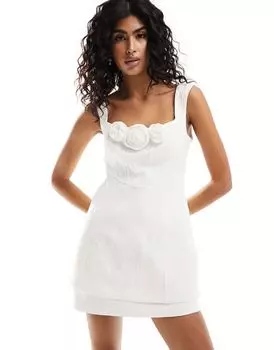 Двухслойное жаккардовое мини-платье цвета слоновой кости Forever New Bridal