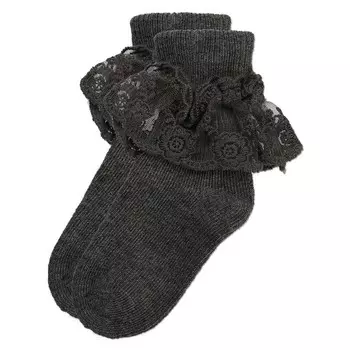 Двухслойные кружевные носки из смесового хлопка для девочек Double Dare Girls MeMoi, цвет Light Gray