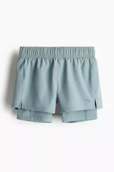 Двухслойные шорты для бега с технологией DryMove H&M, бирюзовый