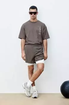 Двухслойные спортивные шорты из драймува H&M, коричневый