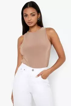 Двухслойный боди Boohoo, кэмел